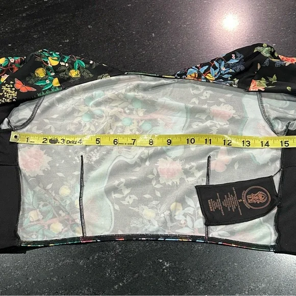 Free People HAH Swim Top Tie Closure Black Floral Butterfly Lemon Tree S - Picture 7 of 9